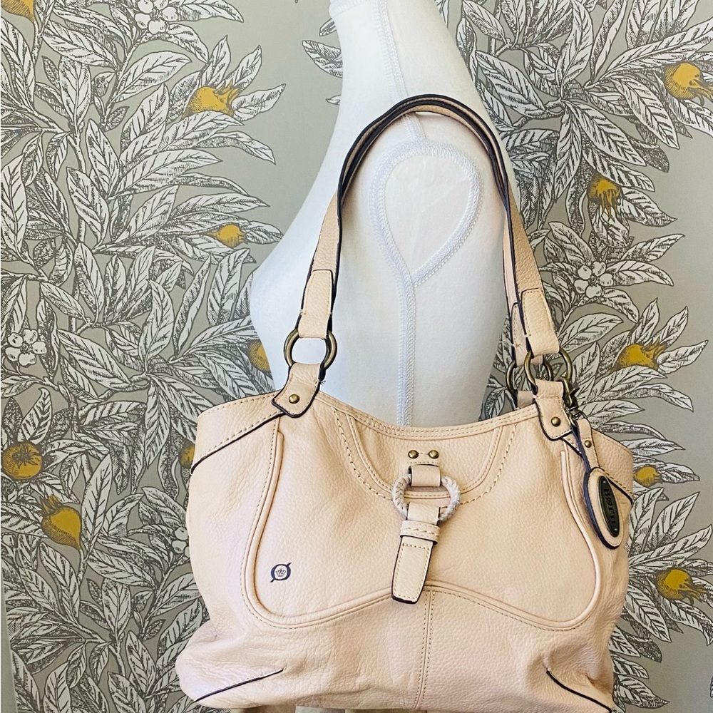 Born Tan Leather Snap Close 3 Compartment Shoulder Purse
